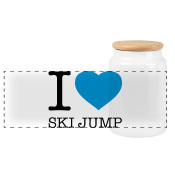 J’ADORE LE SAUT À SKI Saut à ski - Boîte à biscuits avec couvercle en bois - blanc - Devant