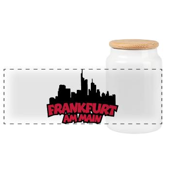 Francfort Skyline (Noir / Rouge) - Boîte à biscuits avec couvercle en bois - blanc - Devant