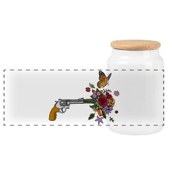 Le pistolet de la paix - Boîte à biscuits avec couvercle en bois - blanc - Devant