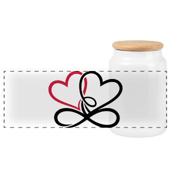 Zwei Herzen Infinite Love Unendliche Liebe - Panorama Keksdose mit Holzdeckel - Weiß - Vorne