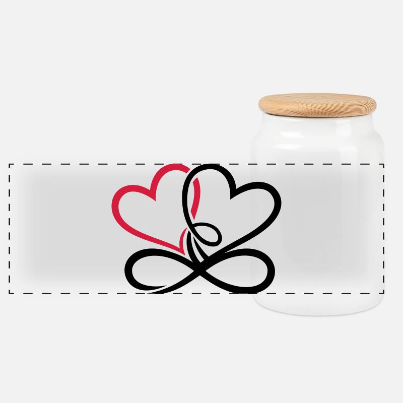 Zwei Herzen Infinite Love Unendliche Liebe - Panorama Keksdose mit Holzdeckel - Weiß