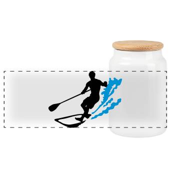 stand up paddling - Boîte à biscuits avec couvercle en bois - blanc - Devant