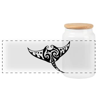 Manta Ray - Panoramic Cookie Jar with Wooden Lid - white - Front