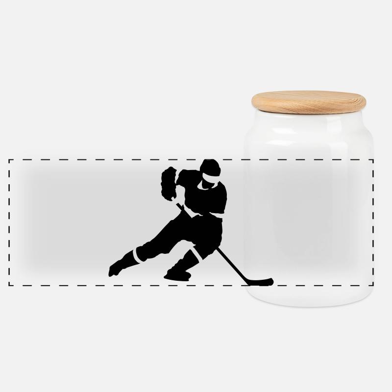 Eishockey - Panorama Keksdose mit Holzdeckel - Weiß