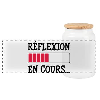 Réflexion en cours... - Boîte à biscuits avec couvercle en bois - blanc - Devant