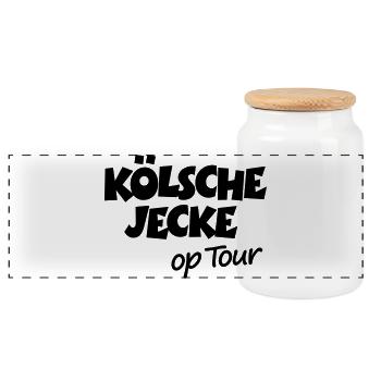 Kölsche Jecke op Tour - Köln Kölner Unterwegs - Panorama Keksdose mit Holzdeckel - Weiß - Vorne