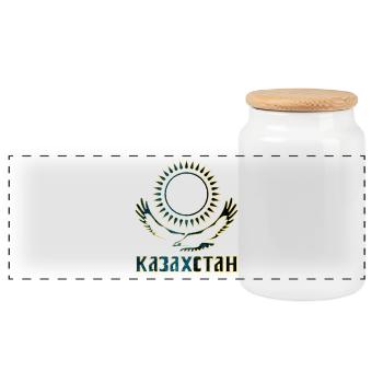 Inscription aigle kazakh - Boîte à biscuits avec couvercle en bois - blanc - Devant
