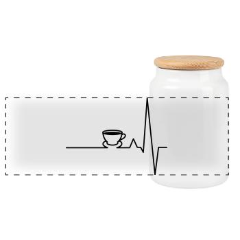 EKG Kaffee Herzschlag - Panorama Keksdose mit Holzdeckel - Weiß - Vorne