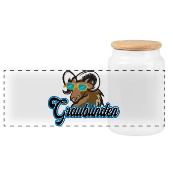 Graubünden Capricorn Style - Panoramic Cookie Jar with Wooden Lid - white - Front
