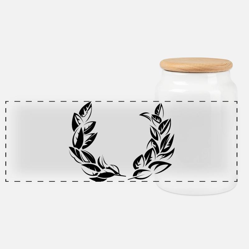 bay laurel lorbeer kranz symbol Symbole - Panorama Keksdose mit Holzdeckel - Weiß