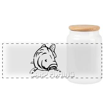Carpe - Pas de limite - Carp Fishing - Boîte à biscuits avec couvercle en bois - blanc - Devant