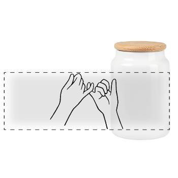 Friendship oath hands haggle fingers pinky - Panoramic Cookie Jar with Wooden Lid - white - Front