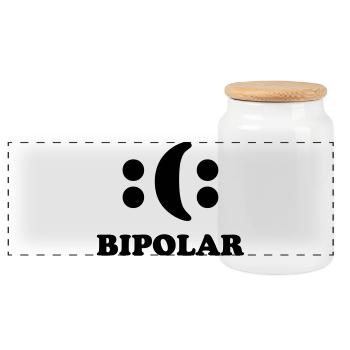 Bipolar - Boîte à biscuits avec couvercle en bois - blanc - Devant