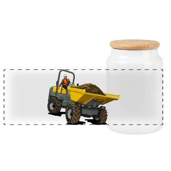 Dumper, Vorderkipper - Panorama Keksdose mit Holzdeckel - Weiß - Vorne