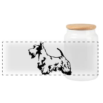 Scottish Terrier - Panorama Keksdose mit Holzdeckel - Weiß - Vorne
