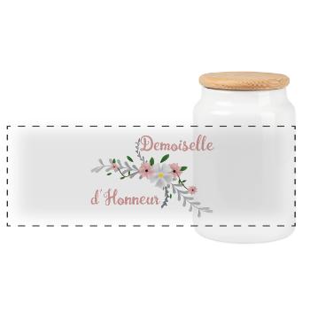 demoiselle d'honneur -collection mariage bucolique - Boîte à biscuits avec couvercle en bois - blanc - Devant