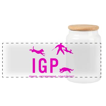 IGP Hundesport - pink - Panorama Keksdose mit Holzdeckel - Weiß - Vorne