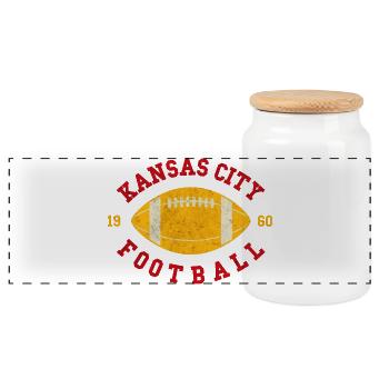 Kansas City Football Vintage Emblem - Panoramic Cookie Jar with Wooden Lid - white - Front