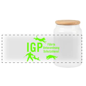 IGP Hundesport - Green - Panorama Keksdose mit Holzdeckel - Weiß - Vorne