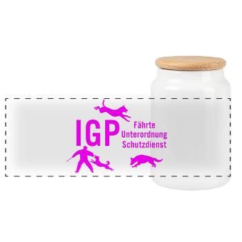IGP Hundesport - pink - Panorama Keksdose mit Holzdeckel - Weiß - Vorne