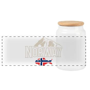 Norway Fishing Fishing Angler - Panoramic Cookie Jar with Wooden Lid - white - Front
