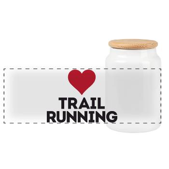 I Love Trail Running - Panoramic Cookie Jar with Wooden Lid - white - Front