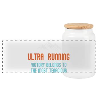 Ultra RunningVictory Belongs to the Most Tenacious - Panoramic Cookie Jar with Wooden Lid - white - Front