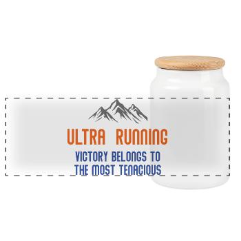 Ultra RunningVictory Belongs to the Most Tenacious - Panoramic Cookie Jar with Wooden Lid - white - Front
