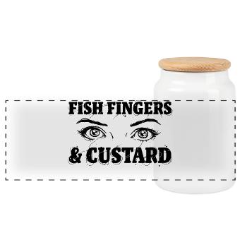 Fish Fingers - Panoramic Cookie Jar with Wooden Lid - white - Front