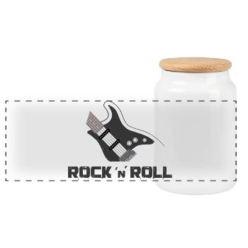 rock n roll guitar Gitarre music musician - Panorama Keksdose mit Holzdeckel - Weiß - Vorne