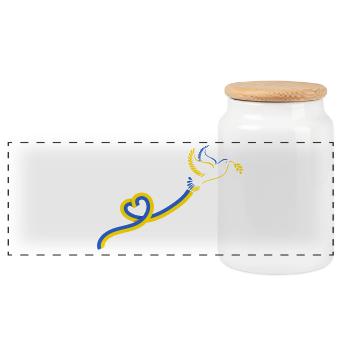 Colombe Ruban Bleu Jaune Paix - Boîte à biscuits avec couvercle en bois - blanc - Devant
