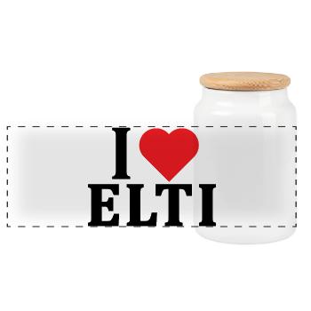 t-shirt I love Elti t-shirt gift idea - Panoramic Cookie Jar with Wooden Lid - white - Front