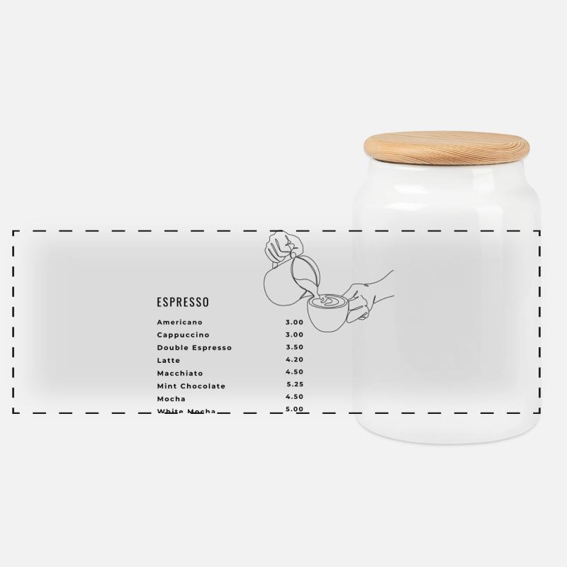 Kaffeekarte - Panorama Keksdose mit Holzdeckel - Weiß