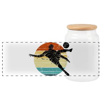 Retro Runner Sunset Circle - Panoramic Cookie Jar with Wooden Lid - white - Front