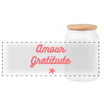 Amour & Gratitude - Boîte à biscuits avec couvercle en bois - blanc - Devant