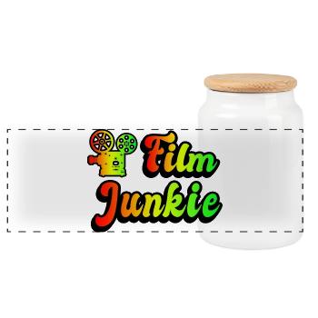 Film Junkie Regenbogen Design - Panorama Keksdose mit Holzdeckel - Weiß - Vorne