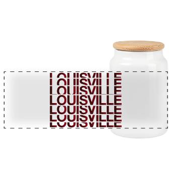 Louisville Grid Neon Schriftbild - Panorama Keksdose mit Holzdeckel - Weiß - Vorne