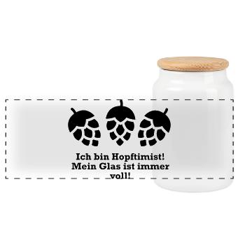 Hopftimist - Panorama Keksdose mit Holzdeckel - Weiß - Vorne