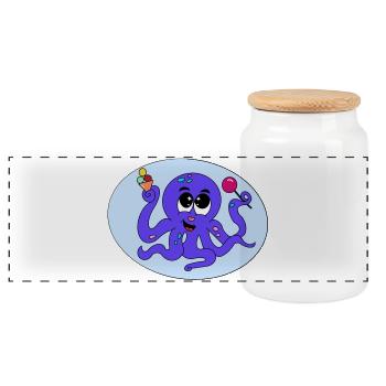 Süßer Oktopus – niedliches Meeresmotiv - Panorama Keksdose mit Holzdeckel - Weiß - Vorne