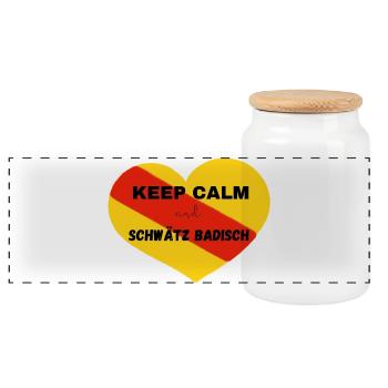 Keep calm and schwätz Badisch - Panorama Keksdose mit Holzdeckel - Weiß - Vorne
