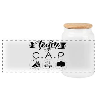 Team CAP Camping Aperitif Petanque - Panorama Keksdose mit Holzdeckel - Weiß - Vorne