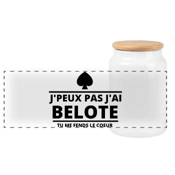 belote, jeux de cartes, sud ouest - Boîte à biscuits avec couvercle en bois - blanc - Devant