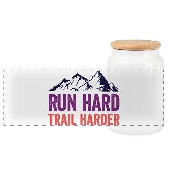 Run Hard. Trail Harder. - Panoramic Cookie Jar with Wooden Lid - white - Front