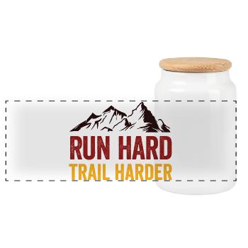 Courez fort. Trail plus difficile. - Boîte à biscuits avec couvercle en bois - blanc - Devant