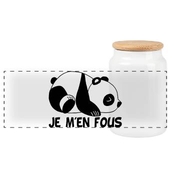 Je m'en fous - Boîte à biscuits avec couvercle en bois - blanc - Devant