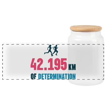 Marathon - 42,195 km Entschlossenheit - Panorama Keksdose mit Holzdeckel - Weiß - Vorne