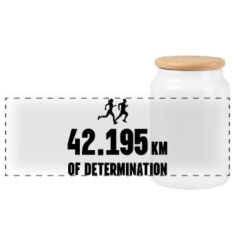 Marathon - 42,195 km Entschlossenheit - Panorama Keksdose mit Holzdeckel - Weiß - Vorne