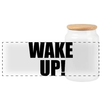Wake UP! - Boîte à biscuits avec couvercle en bois - blanc - Devant