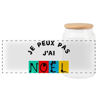 NOËL. JOYEUX NOËL. MERRY CHRISTMAS. NOUVEL AN - Boîte à biscuits avec couvercle en bois - blanc - Devant
