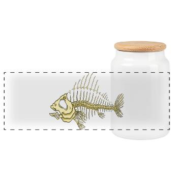 Fish - Panoramic Cookie Jar with Wooden Lid - white - Front